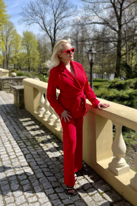 Elegancki Garnitur Damski Czerwony - obrazek 11